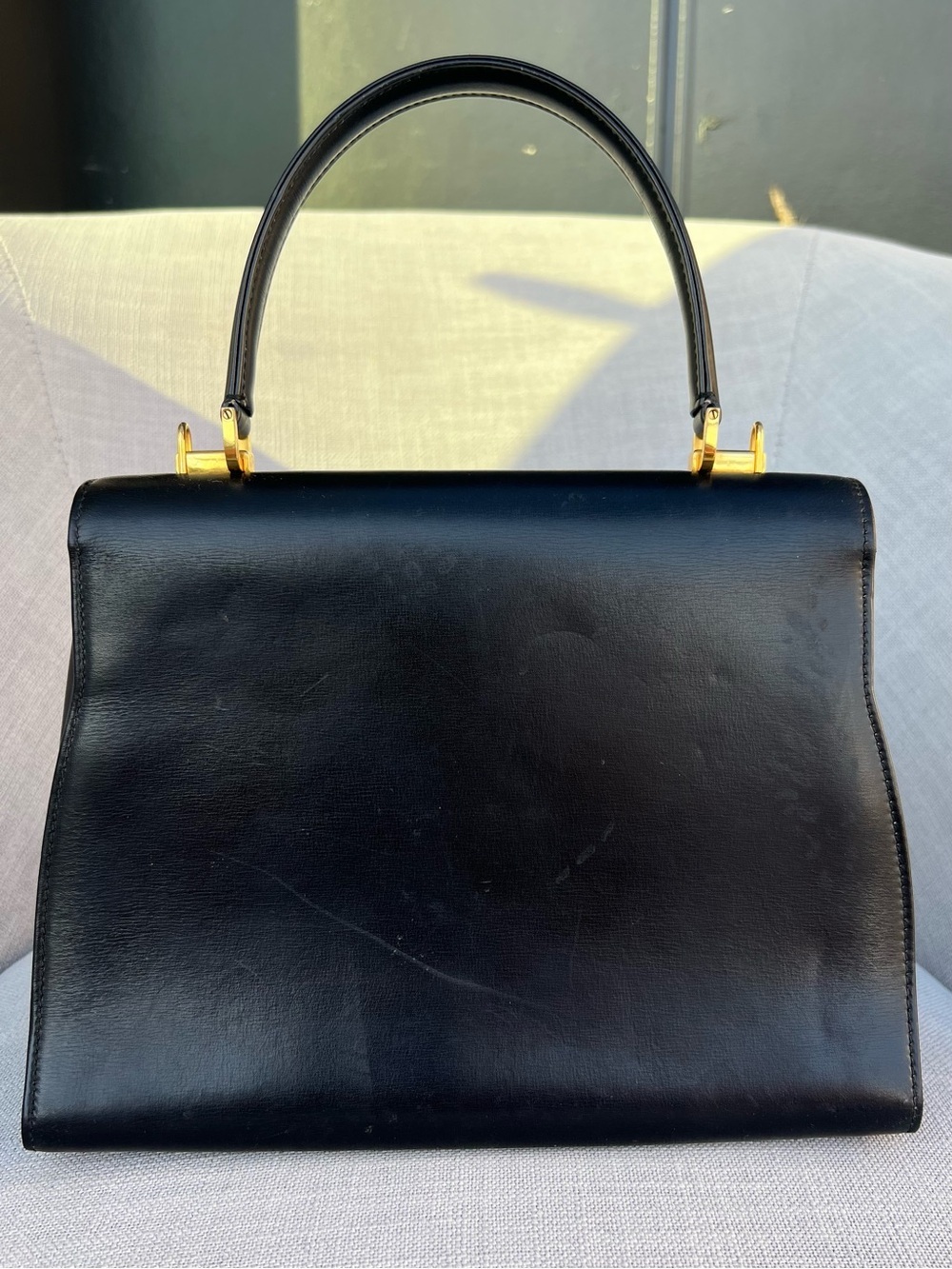 BALLY Vintage Leather 2Way Hand Shoulder Bag Purse Black - Picture 2 of 11